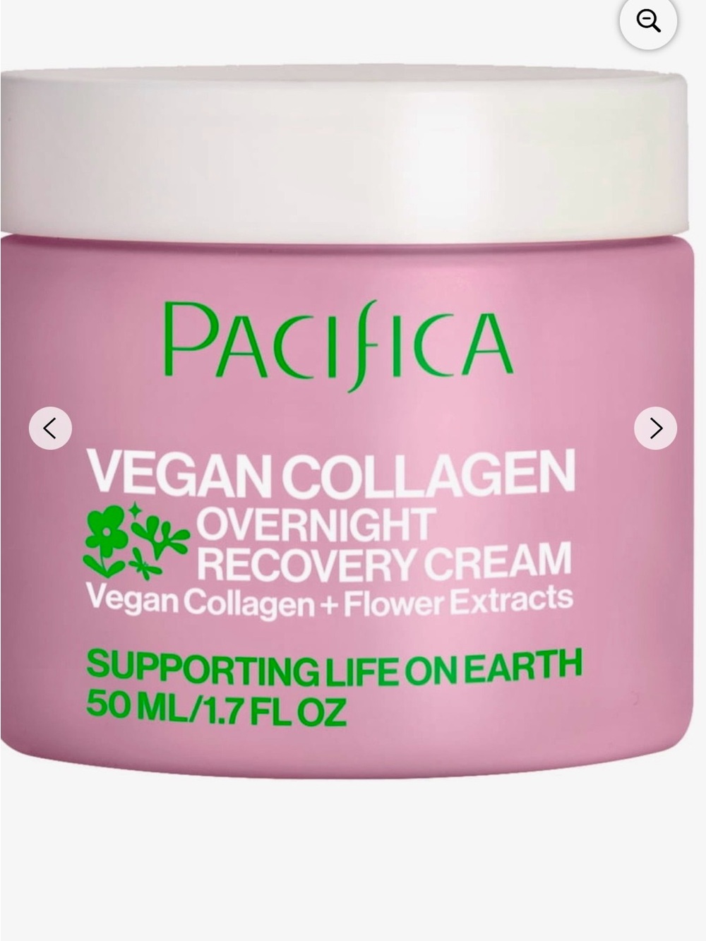 Pacifica Vegan Collagen Overnight Recovery Cream — Pink with White Lid